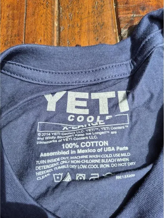 Yeti Coolers T-Shirt Navy Men Summer Spring Blue XL Granola 100% Cotton NWT - Picture 4 of 4